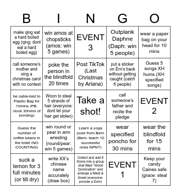 Peary Krystmas Bingo Card
