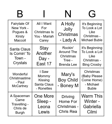 Heart Christmas Bingo Card