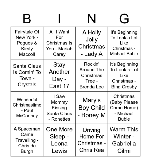 Heart Christmas Bingo Card