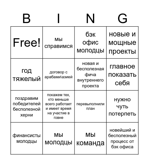 НГ Встреча Bingo Card