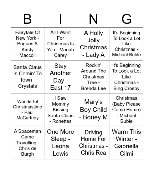 Christmas Bingo Card