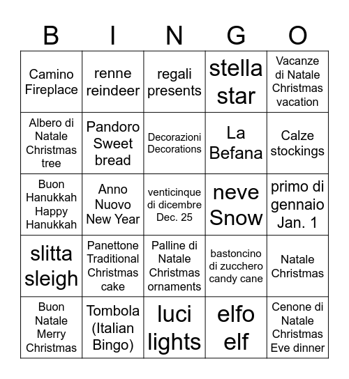 Holiday Bingo Card