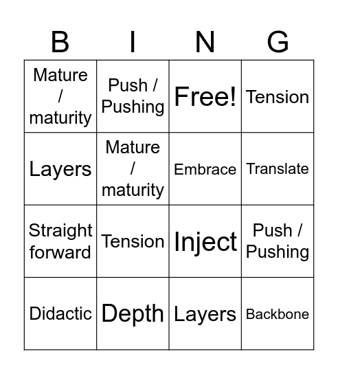 Base Bingo Card