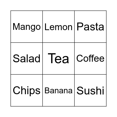 FOOD Bingo Card