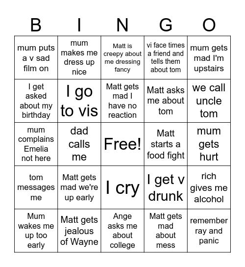 Christmas bingo Card