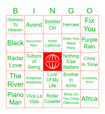 2023Top2000Top25 Bingo Card
