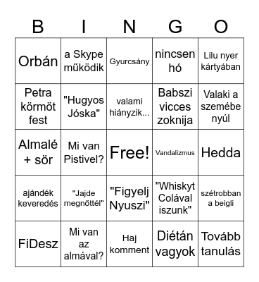 GUBA KARÁCSONY 2023 Bingo Card