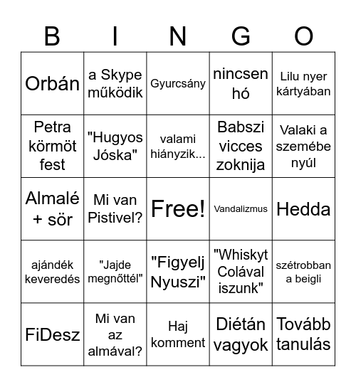 GUBA KARÁCSONY 2023 Bingo Card