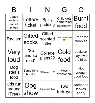 Holiday bingo Card