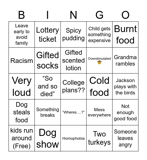 Holiday bingo Card