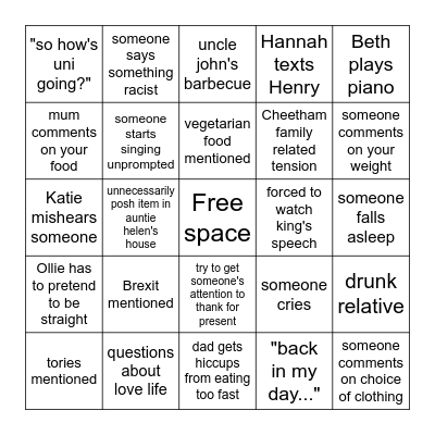Christmas Bingo Card