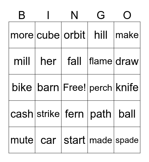 Bossy R Bingo Card
