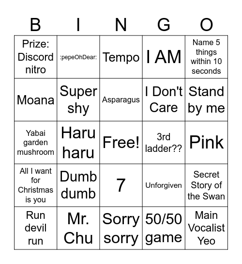 ✨KEI✨ Bingo Card