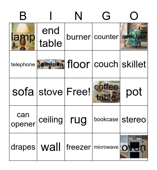 Living Room Bingo Card