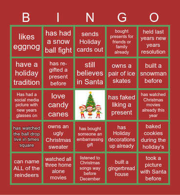 Virtual Holiday Bingo Card