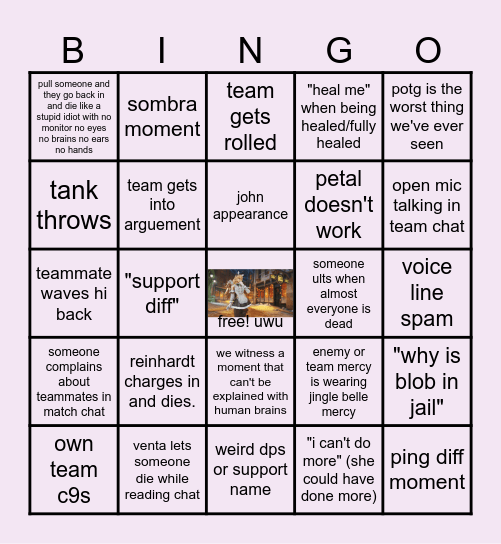 venta's bingo of shame. Bingo Card