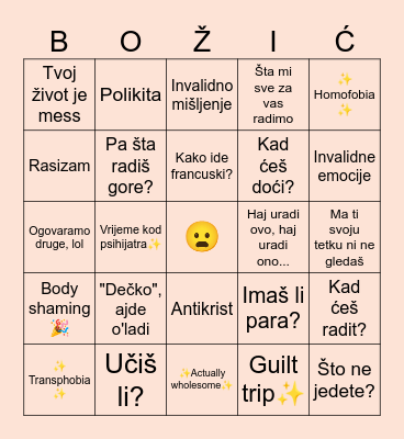 Holiday Bingo Card