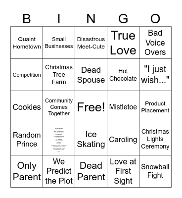 Christmas Movie Bingo! Bingo Card