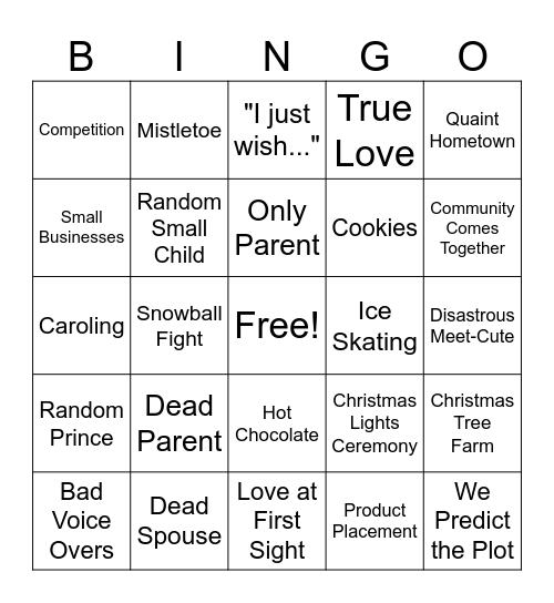 Christmas Movie Bingo Card