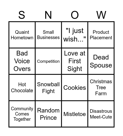 Christmas Movie Bingo! Bingo Card