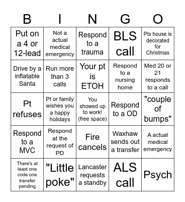 B-Shift Bingo! Bingo Card