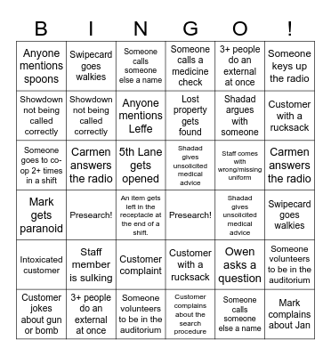 Barbican bingo Card