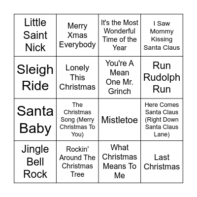 Christmas Music Bingo Round 1 Bingo Card