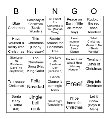 Christmas Music Bingo Card