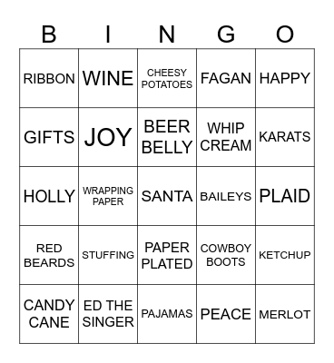 CHRISTMAS POTLUCK 2023!! Bingo Card