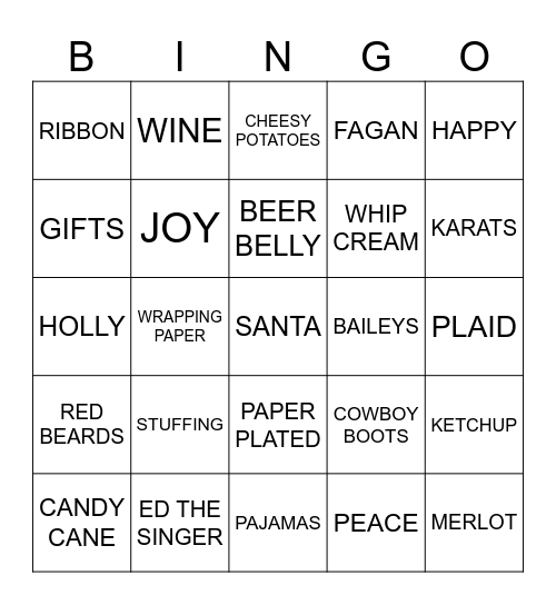 CHRISTMAS POTLUCK 2023!! Bingo Card