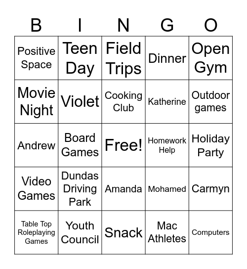 Routes BINGO Card