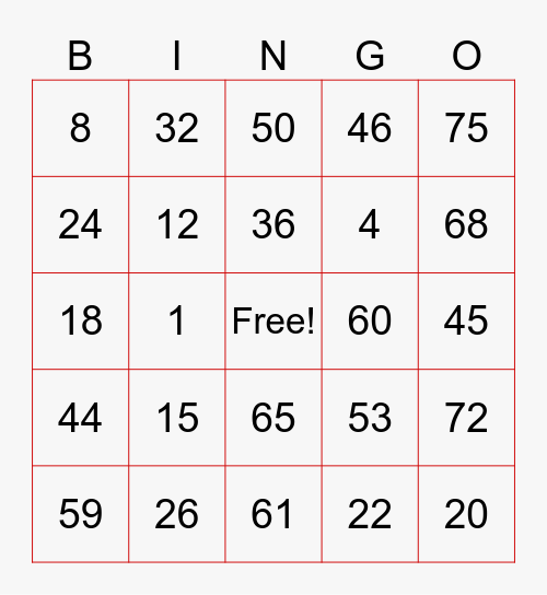 Christmas Bingo Card