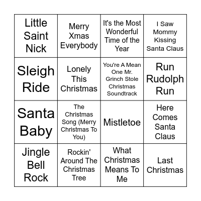 Christmas Music Bingo Round 1 Bingo Card