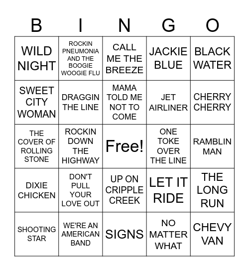 #2-  70'S HITS Bingo Card