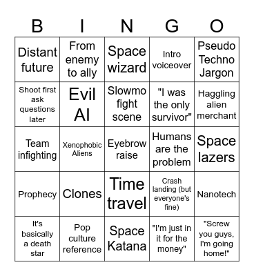 Zack Snyder's Rebel Moon Bingo Card