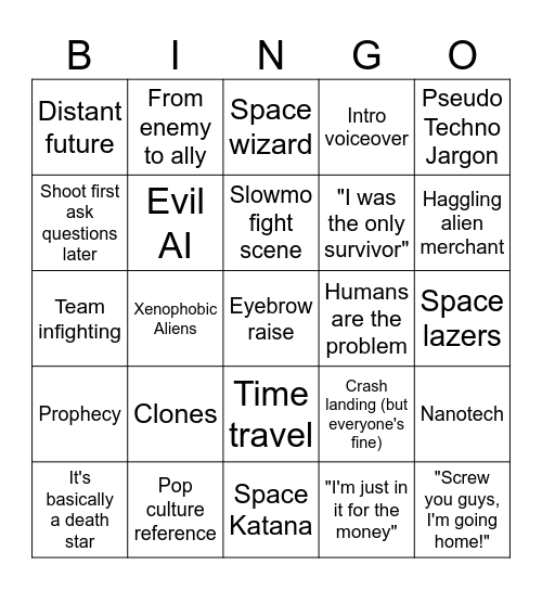 Zack Snyder's Rebel Moon Bingo Card