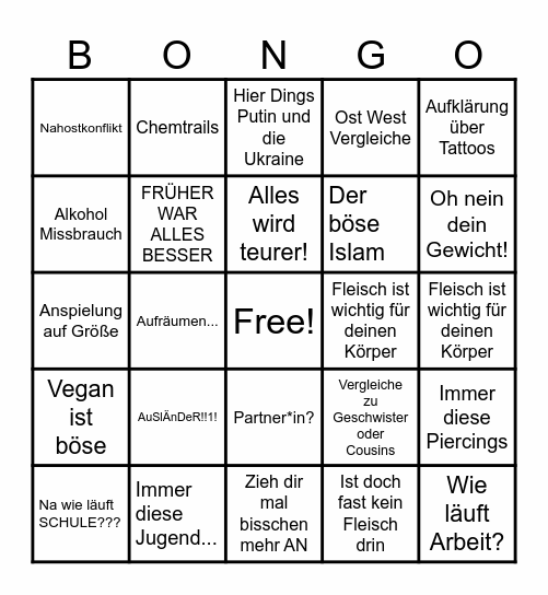 Lagune Christmas Bullshit Bingo Card