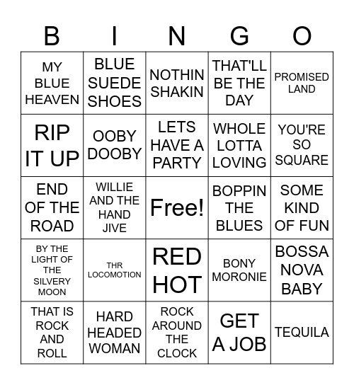 #1-OLDIES DANCE Bingo Card