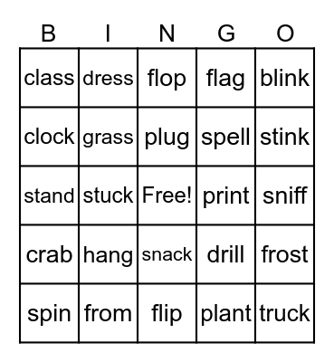 Regular Words-1st grade Bingo Card
