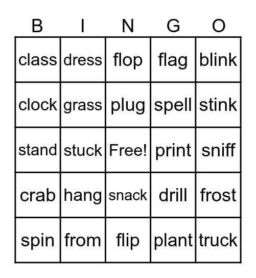 Regular Words-1st grade Bingo Card