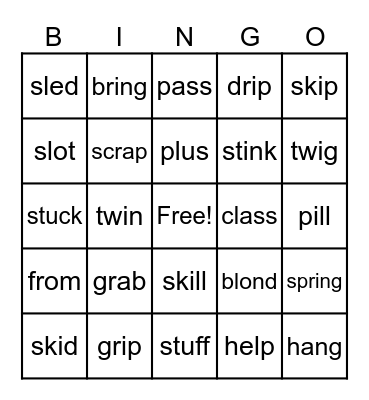 First Grade Reg Words Bingo Card
