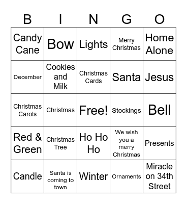 Christmas Bingo Card