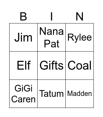Dirty Darrin Bingo Card