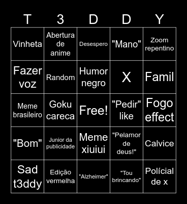 T3ddy Bingo Card