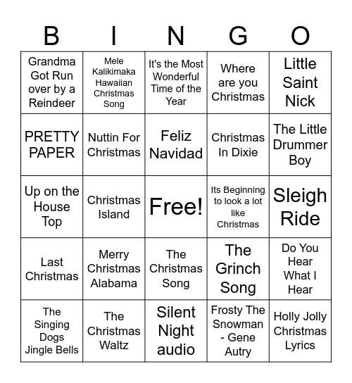 Christmas Bingo Card