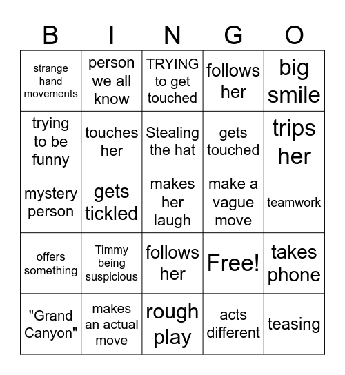 Samantha Bingo Card