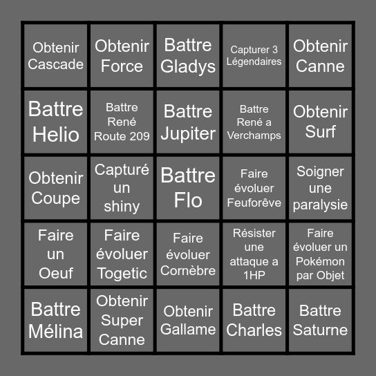 Bingo Pokémon 4G (Platine) Bingo Card