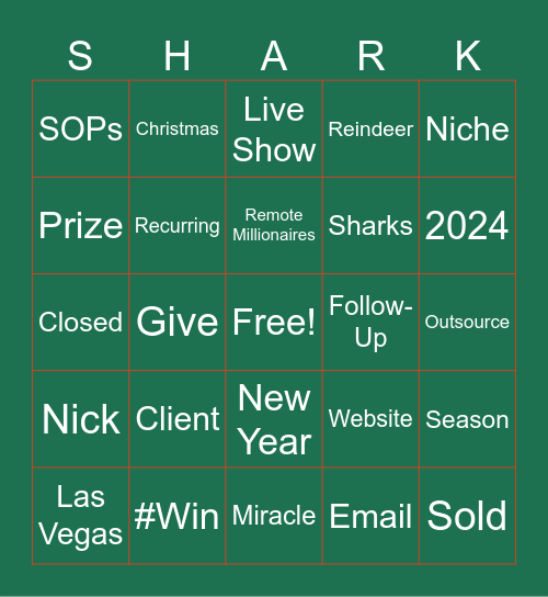 Offline Sharks Christmas Bingo Card