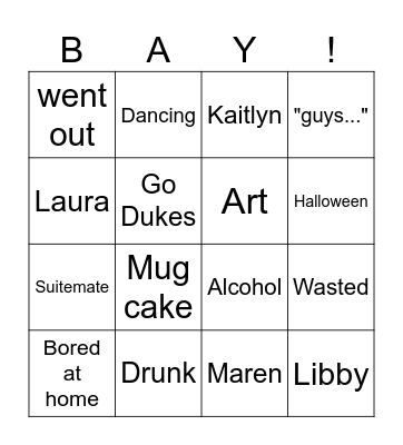 Baylee Bingo Card