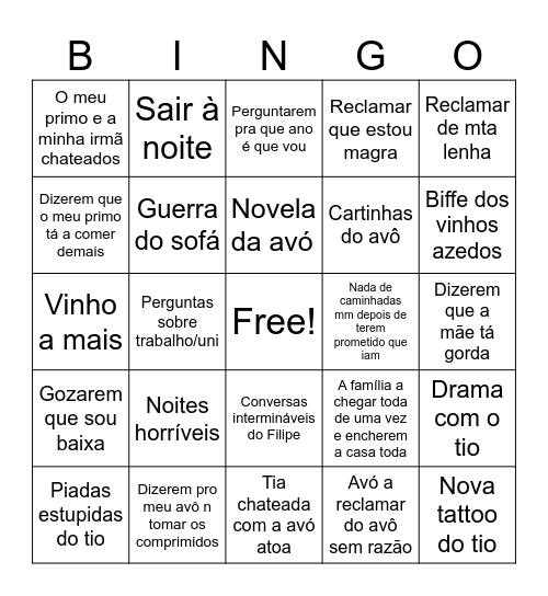 CRAZY CHRISTMAS Bingo Card